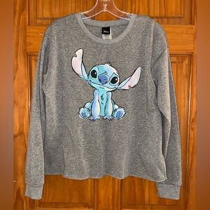 Disney Stitch Sweatshirt Lilo & Stitch Grey Crewneck Cropped Size Large
